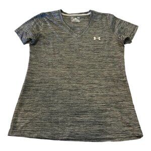 Under Armour V-Neck Gray Top Activewear Gym Shirt Size Large GUC #0828